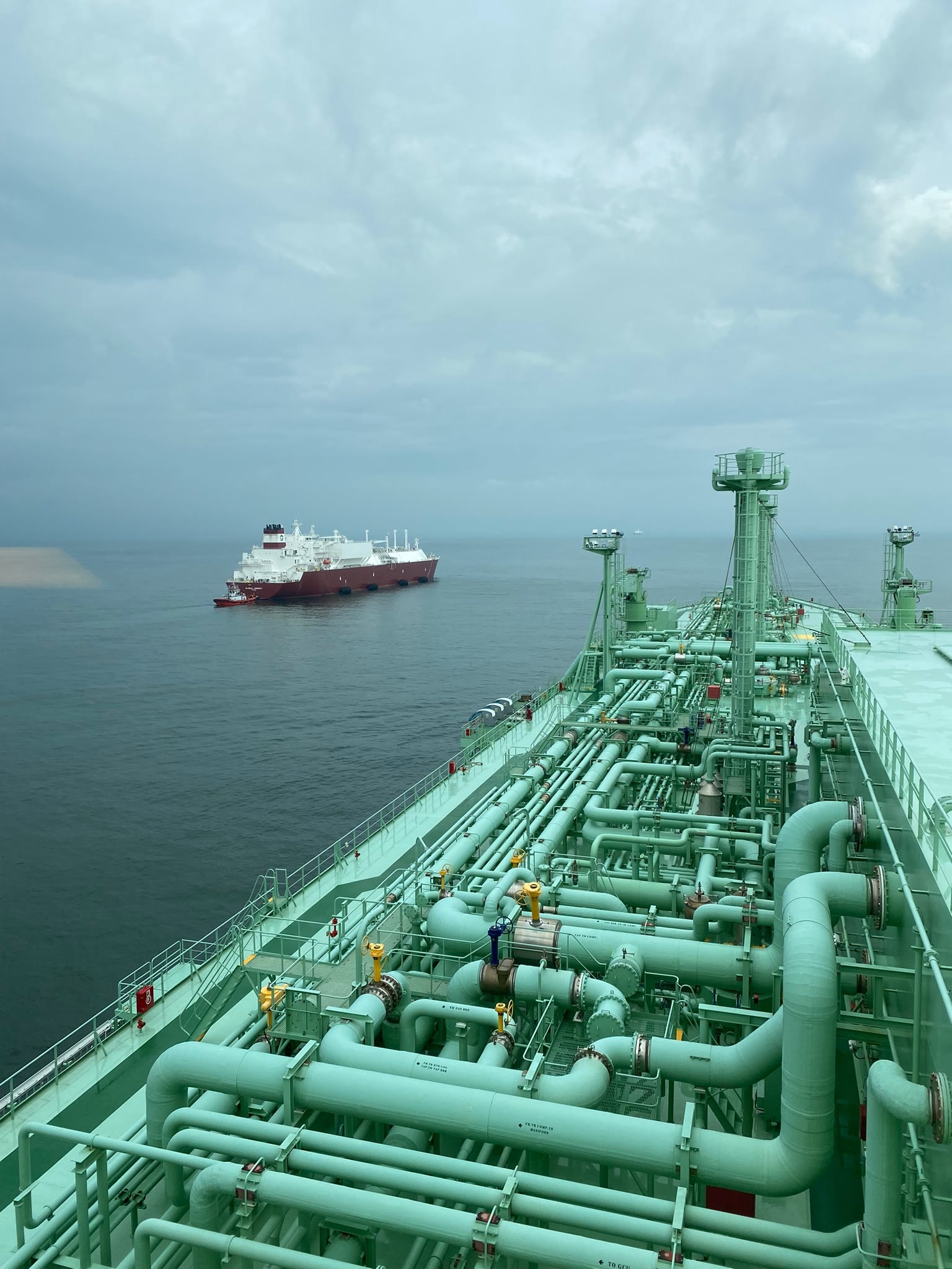 LNG carrier approaching for transfer